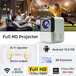 Portable Movie Projector WiFi Outdoor Projector Support Full HD 1080P for Home Theater Outdoor Mini Projector Android 10  LED Video Beamer Wifi Home Theater Compatible with USB HDMI AV Lightinthebox