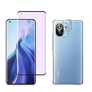 fiimoo tempered glass compatible with xiaomi mi 11 5g, anti blue light protective film  camera protective film [1  2 pieces] [blocks excessive harmful blue light  uv] anti blue light xiaomi mi 11 Lightinthebox