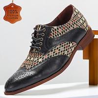 Men's Oxfords Formal Shoes Brogue Dress Shoes British Gentleman Office Career Party Evening Leather Italian Full-Grain Cowhide Comfortable Slip Resistant Lace-up Black Lightinthebox