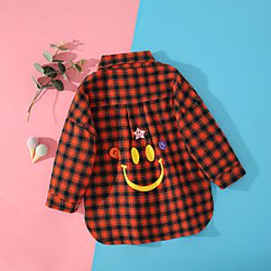 Kids Girls' Shirt Long Sleeve Plaid Green Orange Children Tops Spring   Fall Basic Daily Wear 4-13 Years Lightinthebox