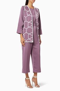 Embroidered Crepe Jacket & Pant Set