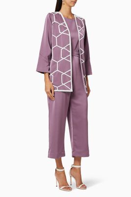 Embroidered Crepe Jacket & Pant Set