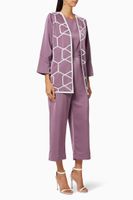 Embroidered Crepe Jacket & Pant Set - thumbnail