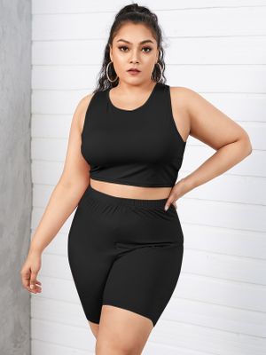 YOINS BASICS Plus Size Crew Neck Knit Sleeveless Two Piece Outfit YOINS BASICS Plus Size Crew Neck Knit Sleeveless Two Piece Outfit