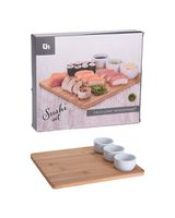 Koopman Bamboo Sushi Board & Porcelain Bowl Set