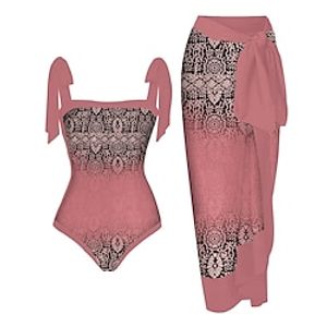 Women's Swimwear One Piece Beach Bottom Normal Swimsuit 2 Piece Printing Graphic Black White Pink Blue Fuchsia Bodysuit Bathing Suits Sports Beach Wear Summer miniinthebox