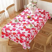 Red Love Sweet Valentine's Day Table Cloth Couple Atmosphere Decoration Wedding Table Cloth Waterproof Polyester Table Cloth Lightinthebox - thumbnail