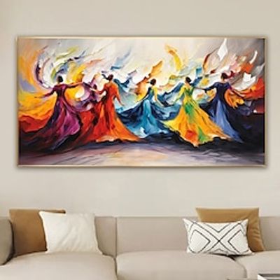 Large Dancing Girl's Painting on Canvas Handpainted Wall Decor Colorful Women Wall Art Extra Large Canvas Modern Home Decoration Dancer Canvas Art Home Room Decor No Frame miniinthebox