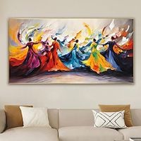 Large Dancing Girl's Painting on Canvas Handpainted Wall Decor Colorful Women Wall Art Extra Large Canvas Modern Home Decoration Dancer Canvas Art Home Room Decor No Frame miniinthebox