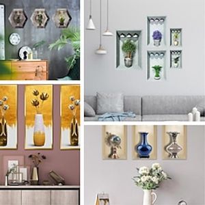 4pcs Wall Stickers Creative Combination Potted Plant Illustrations Decorative Stickers Wall Stickers Self-adhesive Living Room Wall Stickers Lightinthebox