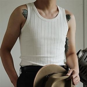 Men's Tank Top Vest Top Undershirt Sleeveless Shirt Wife beater Shirt Solid Color Crew Neck Street Daily Sleeveless Clothing Apparel Fashion Casual Comfortable miniinthebox
