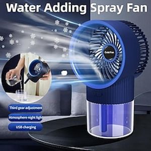 Desktop Mini Air Cooler Spray Small Fan Water Mist Cooling Fan USB Rechargeable Portable Air Conditioner Fan Air Humidifier Lightinthebox