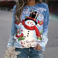 Women's Sweatshirt Pullover Streetwear Blue Graphic Christmas Round Neck Long Sleeve S M L XL 2XL Lightinthebox - thumbnail