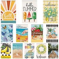 Summer Garden Flags Set of 12 Double Sided 12 x 18 Inch Yard Flags, Small Garden Flags for Outside, Outdoor Flags, Holiday Garden Flags for All Seasons Lightinthebox