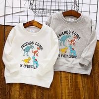 Kids Boys Sweatshirt Long Sleeve Dinosaur Letter Crewneck White Gray Children Tops Fall Winter Fashion Daily Daily Outdoor Regular Fit 2-12 Years Lightinthebox - thumbnail