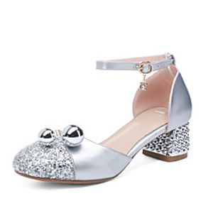 Girls' Heels Flower Girl Shoes Princess Shoes School Shoes Rubber PU Little Kids(4-7ys) Big Kids(7years ) Daily Party  Evening Walking Shoes Rhinestone Sparkling Glitter Buckle Silver Fall Spring Lightinthebox