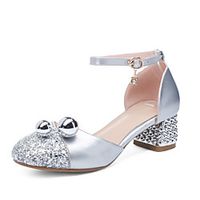 Girls' Heels Flower Girl Shoes Princess Shoes School Shoes Rubber PU Little Kids(4-7ys) Big Kids(7years ) Daily Party  Evening Walking Shoes Rhinestone Sparkling Glitter Buckle Silver Fall Spring Lightinthebox - thumbnail