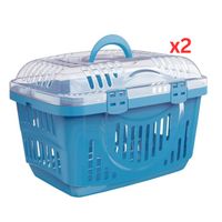 Georplast Rocket Pet Carrier Transparent Lid - Blue (Pack of 2)