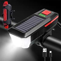 Solar Powered Bicycle Lights with Speaker USB Rechargeable Bicycle Front Lights 918 Tail Lights LED Mountain Bike Lights Bell Shaped Headlights Bike Lights Warning Lights Flashing Lights 1PC Lightinthebox