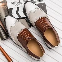 Men's Oxfords Derby Shoes Brogue Dress Shoes Plus Size Vintage Business Wedding Party  Evening Faux Leather Comfortable Slip Resistant Lace-up Black Brown Spring Fall miniinthebox - thumbnail