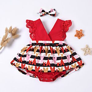 Baby Girls' Basic Floral Print Sleeveless Romper Red miniinthebox