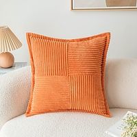 Burnt Orange Fall Decorative Toss Pillows Throw Pillows Covers Rustic Corduroy Striped Splicing Yellow Green Pillowcase for Couch Sofa Bed Lightinthebox - thumbnail