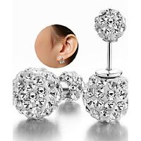 Women's Cubic Zirconia tiny diamond Stud Earrings Beads Ladies Sterling Silver Zircon Silver Earrings Jewelry White For Party Wedding Casual Daily Sports Masquerade miniinthebox - thumbnail