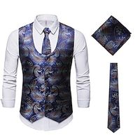 The Great Gatsby Gentleman Retro Vintage 1920s Masquerade Vest Waistcoat Men's Slim Fit Costume Vintage Cosplay Party Sleeveless Vest Masquerade Lightinthebox - thumbnail