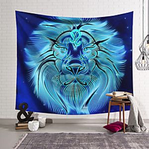 Wall Tapestry Art Decor Blanket Curtain Hanging Home Bedroom Living Room Color blue Polyester Lion miniinthebox