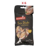 Pets Unlimited Tricolor Chewy Stick with Chicken Medium Dog Treats 3pcs Pack Of 6