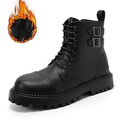 Men's Boots Combat Boots Lug Sole Chunky Boots Fleece lined Casual British Daily PU Warm Comfortable Slip Resistant Booties / Ankle Boots Lace-up Black Fall Winter miniinthebox Men's Boots Combat Boots Lug Sole Chunky Boots Fleece lined Casual British Daily PU Warm Comfortable Slip Resistant Booties / Ankle Boots Lace-up Black Fall Winter miniinthebox