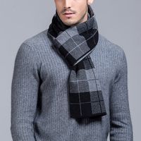 Men Business Pure Wool Thick Warm Scarf