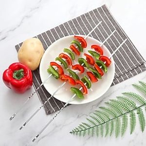 10pcs Bbq Utensils Steel Barbecue Sign Lamb Skewers Iron Sign Roasting Needle Flat Roasted Skewers Meat Brazier Tools Lightinthebox