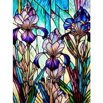 1pc Floral DIY Diamond Painting Glass Crystal Painted Iris Diamond Painting Handcraft Home Gift Without Frame miniinthebox