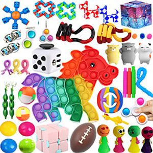 43 Pack Sensory Fidget Toys Set Bundle Stress Relief Anti-Anxiety Tools Toys for Kids Adult Children Figetget Toys Set Autistic ADHD Fidgets Box Squeeze Ball Bean Marble Mesh Wacky Track Lightinthebox