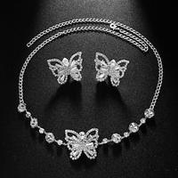 Bridal Jewelry Sets Two-piece Suit Imitation Diamond 1 Necklace Earrings Women's Elegant Sweet Lovely Fancy Butterfly Precious Jewelry Set For Wedding Gift Lightinthebox