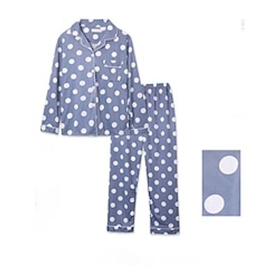 Women's Pajamas Sets Grid  Plaid Dot Fashion Casual Soft Home Daily Bed Satin Breathable Lapel Long Sleeve Shirt Pant Button Pocket Fall Winter Lotus Pink Black Lightinthebox