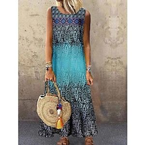 Women's Long Dress Maxi Dress Casual Dress Shift Dress Tank Dress Flower Fashion Streetwear Daily Date Vacation Print Sleeveless Crew Neck Dress Regular Fit White Blue Spring Summer S M L XL XXL Lightinthebox