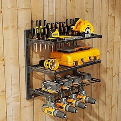 1pc Power Tool Organizer Wall Mount,3 Layer Tool Organizer And Storage Rack,Drill Holder Wall Mount,Heavy Duty Metal Tool Shelf For Garage Organization And Storage,Utility Storage Racks For Cordless D Lightinthebox