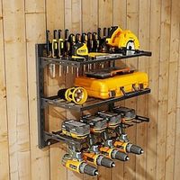 1pc Power Tool Organizer Wall Mount,3 Layer Tool Organizer And Storage Rack,Drill Holder Wall Mount,Heavy Duty Metal Tool Shelf For Garage Organization And Storage,Utility Storage Racks For Cordless D Lightinthebox - thumbnail