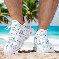 Men's Sneakers Casual Shoes Print Shoes Plus Size Flyknit Shoes Running Walking Sporty Casual Beach Outdoor Daily Vacation Cloth Breathable Comfortable Slip Resistant Lace-up Blue Lightinthebox