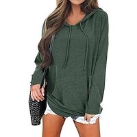 Women's Hoodie Sweatshirt Pullover Streetwear Oversized Front Pocket Green Black Wine Solid Color Loose Fit Casual Round Neck Long Sleeve S M L XL XXL Lightinthebox - thumbnail