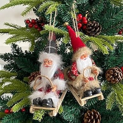Stocking Stuffers for Kids Sleigh Santa Claus Doll Figure Add Festive Atmosphere Christmas Tree Pendant Desktop Xmas Decoration Merry Christmas Decorations Lightinthebox