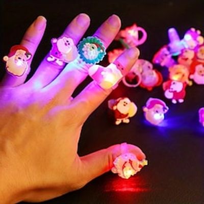 Christmas Led Light Up Rings, Kids Party Gifts Cartoon Snowman Santa Claus Christmas Tree Cute Shape, Christmas Party Decoration, Christmas Props miniinthebox