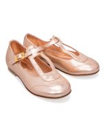 Metallic Leather Ballerina - Rose Gold - thumbnail