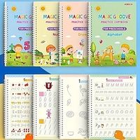 4 Books  1 Pen  510 Refills  1 Pen Grip, Children's Copybook , Kids Practice Book, Magic Word Book , Early Education Workbook For Children Christmas, Thanksgiving Day Gift Lightinthebox - thumbnail
