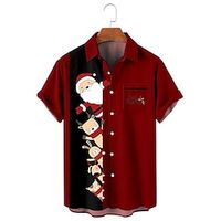 Christmas Santa Claus Hawaiian Shirts Aloha Shirt Print Graphic Shirt For Men's Adults' 3D Print 100% Polyester Party Lightinthebox - thumbnail