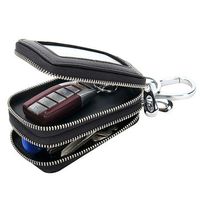 Genuine Leather Key Bag Double Zipper Large Capacity Bag For Men