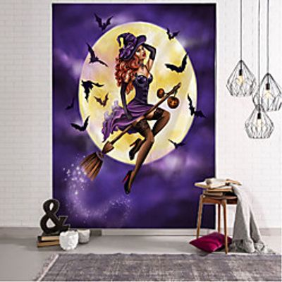 Halloween Tapestry Art Deco Blanket Curtain Hanging Home Bedroom Living Room Decoration Witch Pumpkin Bat Castle miniinthebox