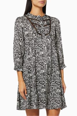Babydoll Floral Dress in Viscose Silk Babydoll Floral Dress in Viscose Silk